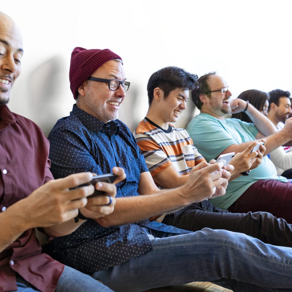 Group of people using mobile phones