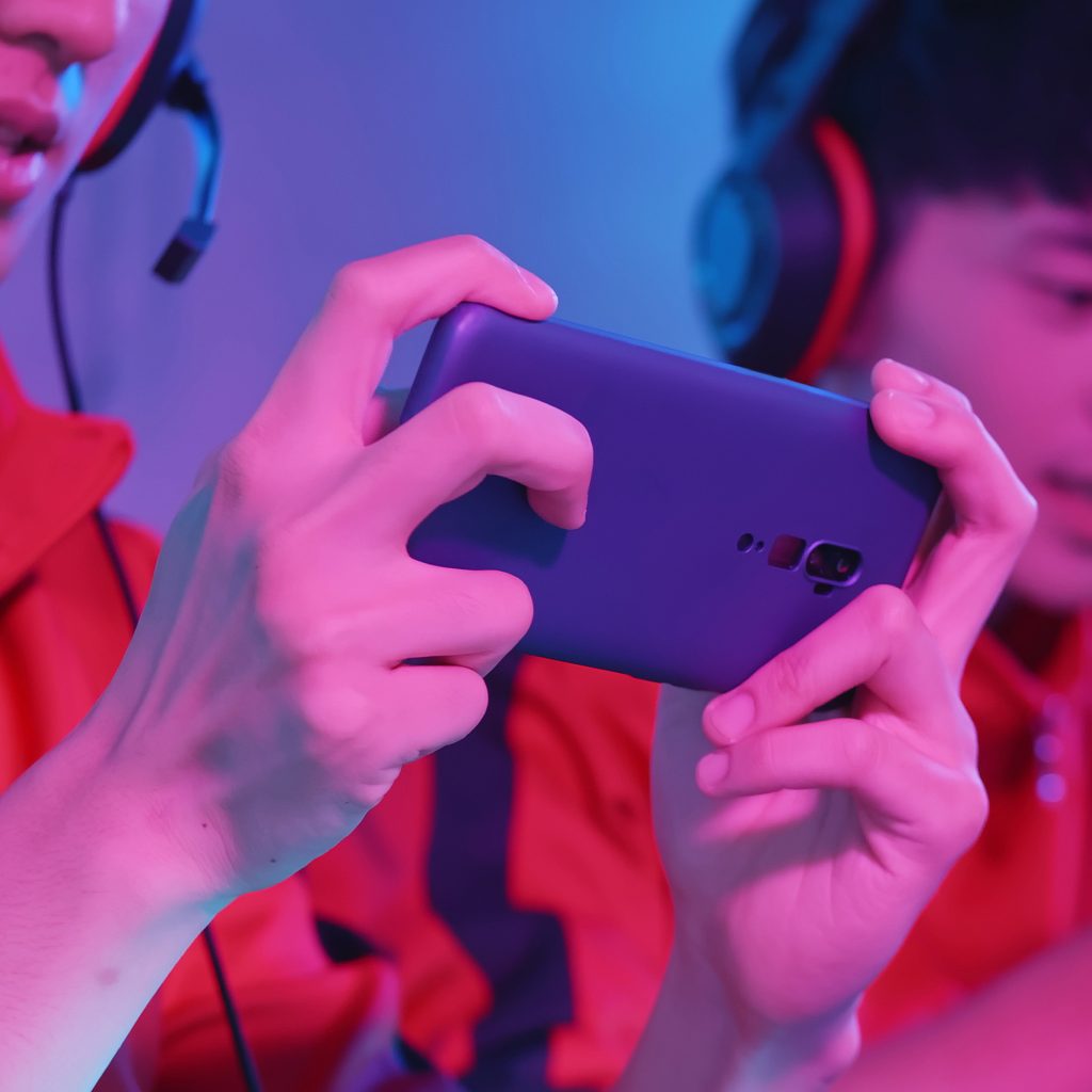 E-Sport Gamers Playing on Smartphone
